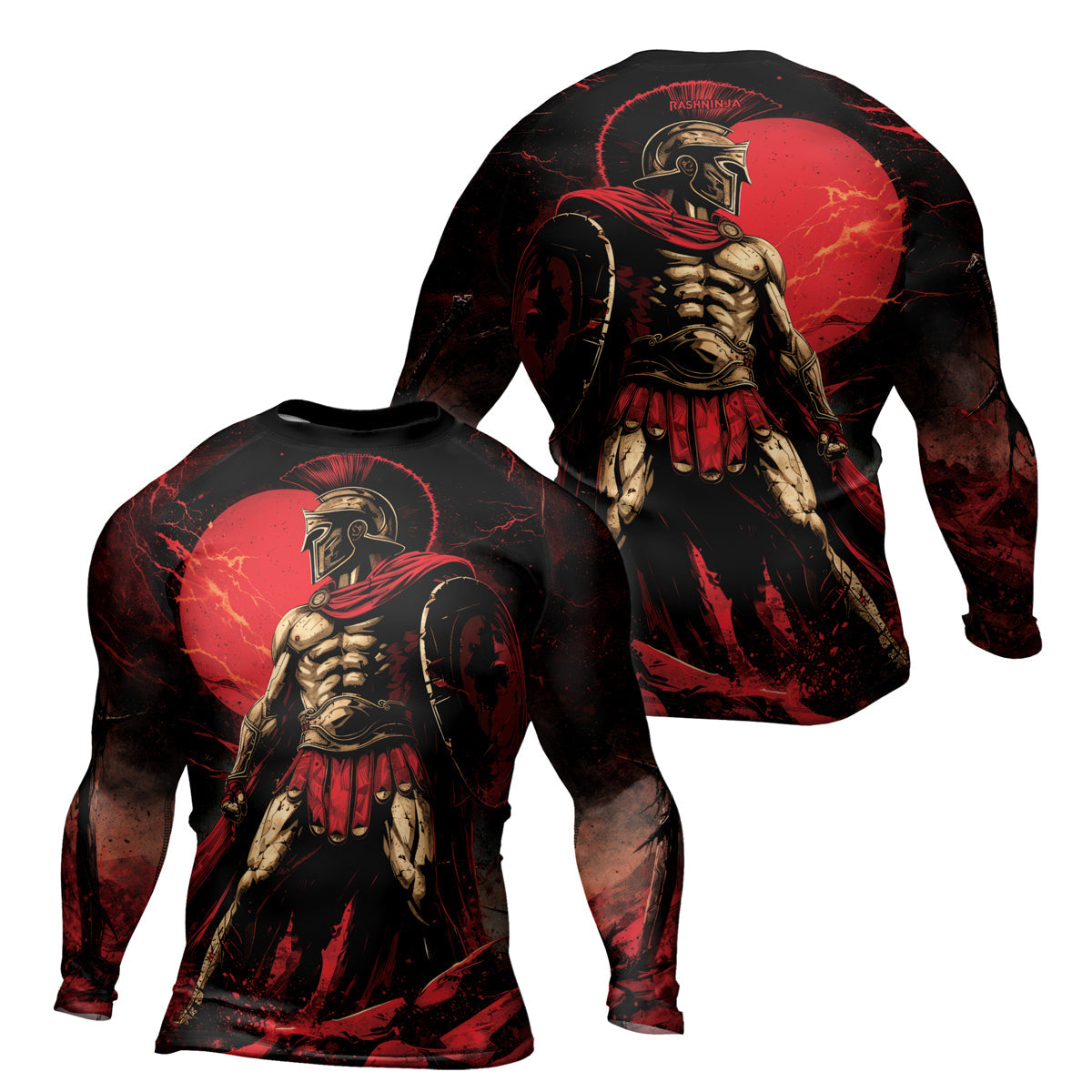 Rashninja Spartan Red Crest Men's Long Sleeve Rash Guard
