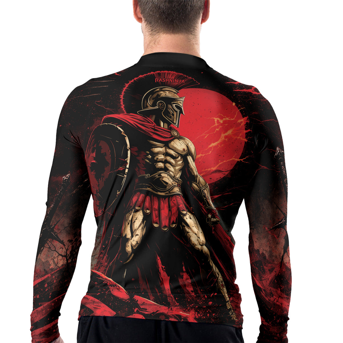 Rashninja Spartan Red Crest Men's Long Sleeve Rash Guard
