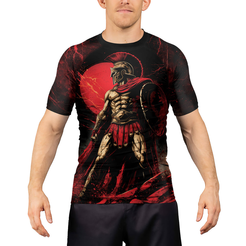 Rashninja Spartan Red Crest Men's Short Sleeve Rash Guard