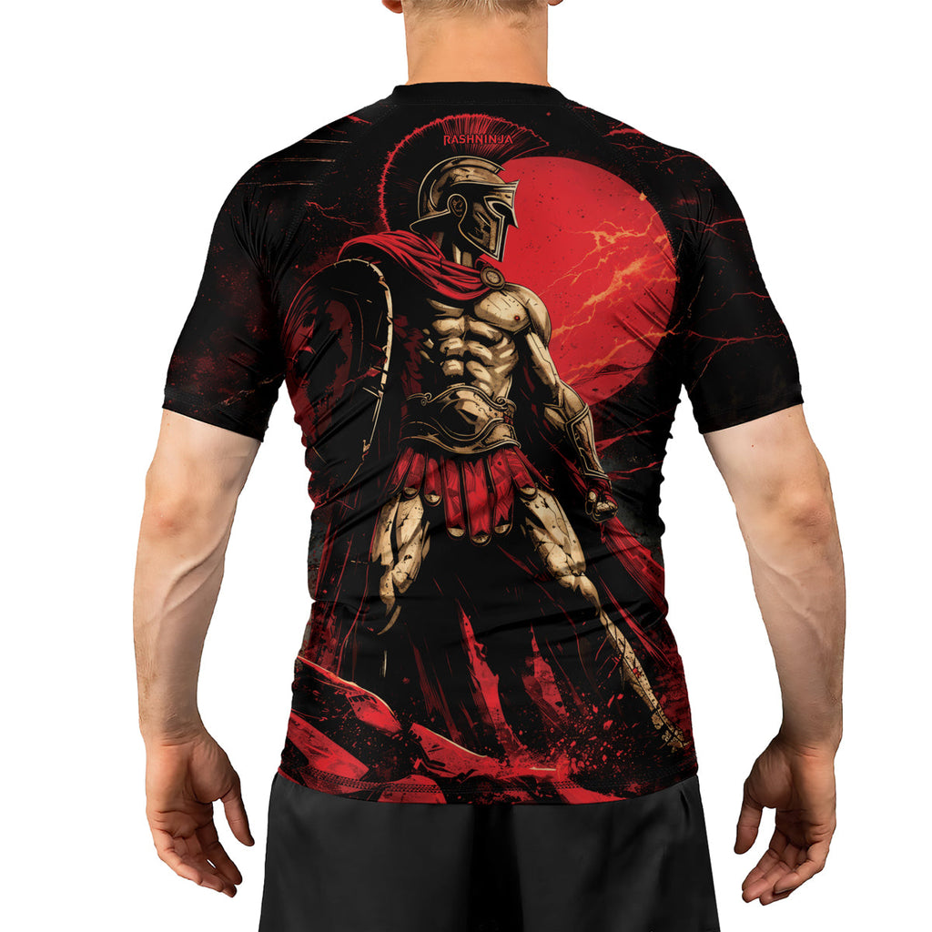Rashninja Spartan Red Crest Men's Short Sleeve Rash Guard