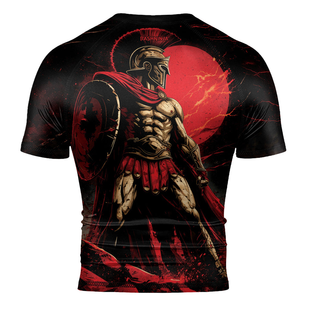Rashninja Spartan Red Crest Men's Short Sleeve Rash Guard
