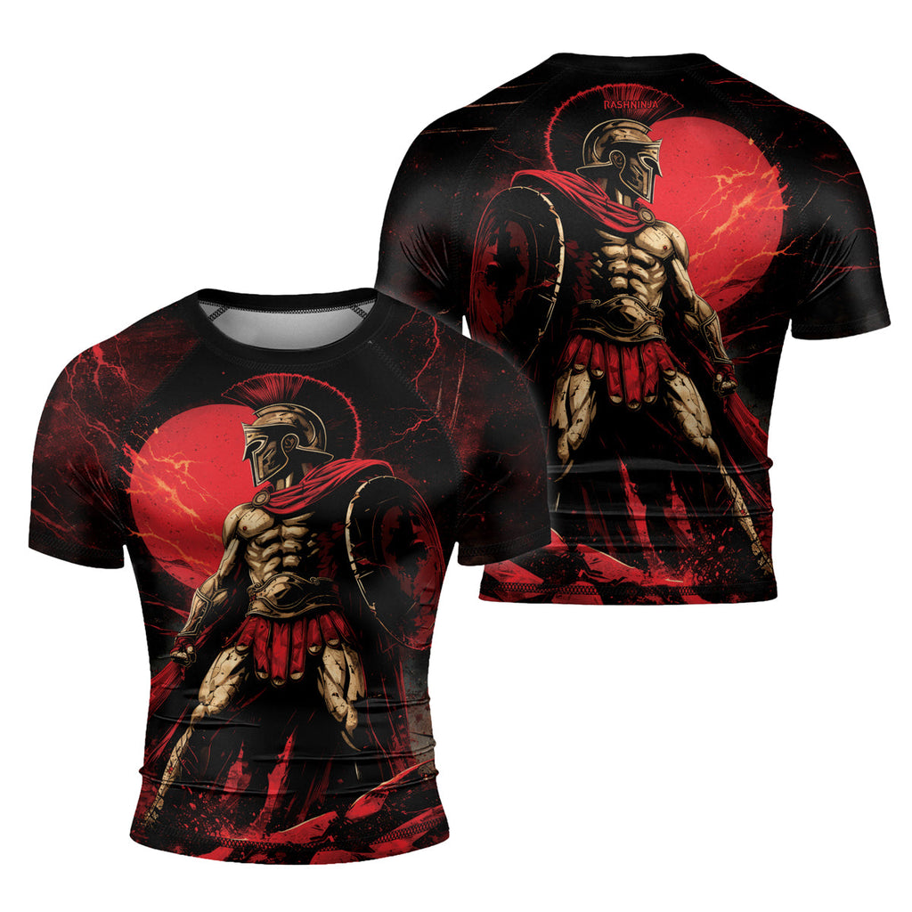 Rashninja Spartan Red Crest Men's Short Sleeve Rash Guard