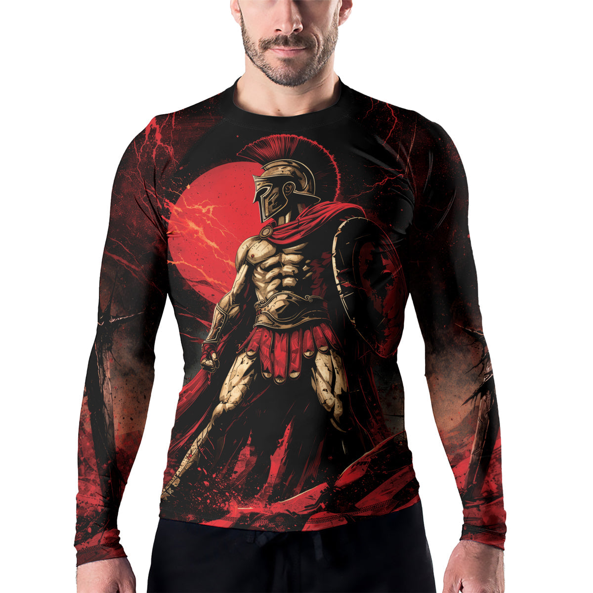 Rashninja Spartan Red Crest Men's Long Sleeve Rash Guard