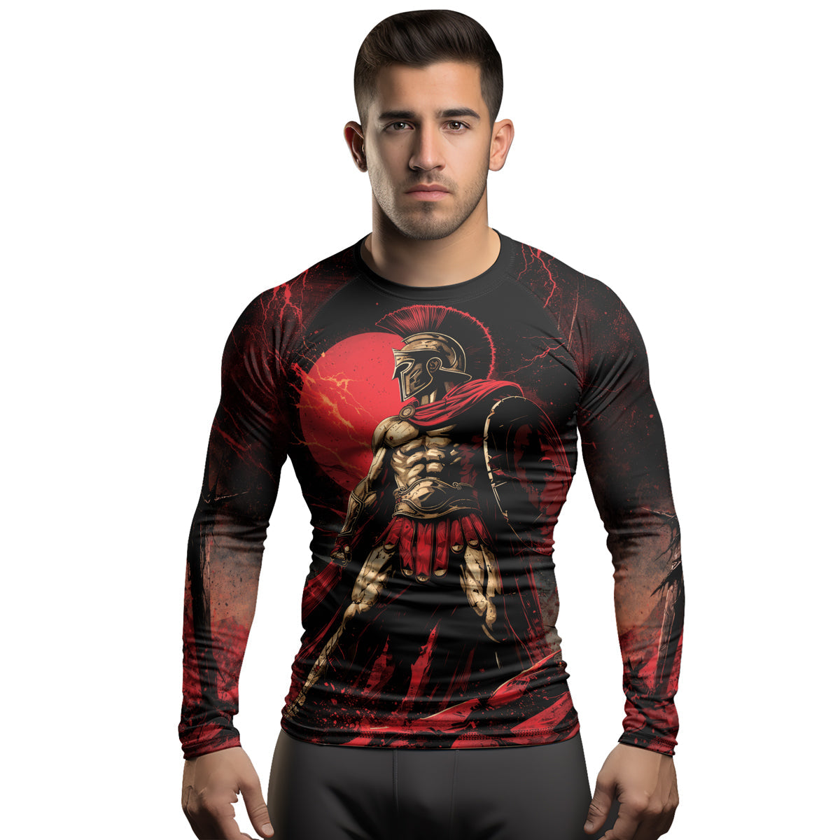 Rashninja Spartan Red Crest Men's Long Sleeve Rash Guard