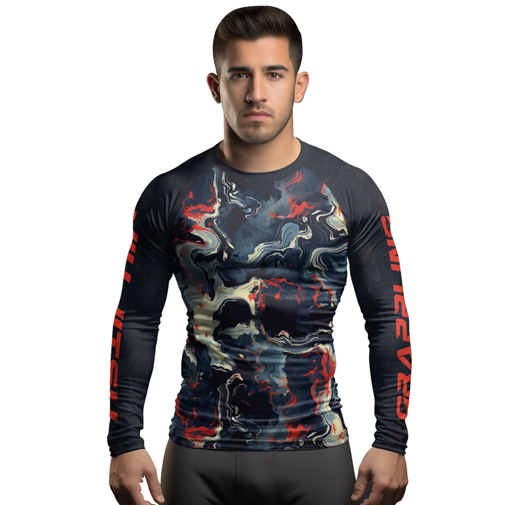 Rashninja Cyber Storm Fire Men's Long Sleeve Rash Guard