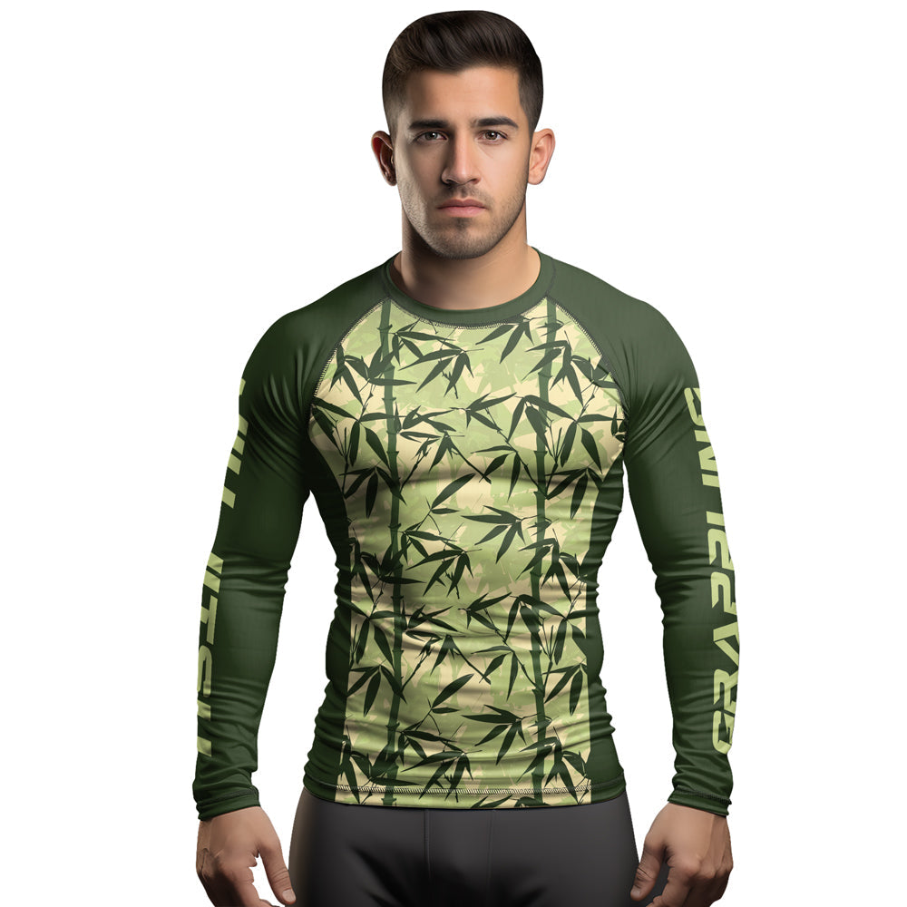 Rashninja Camouflage Bamboo Leaf Blend Men's Long Sleeve Rash Guard