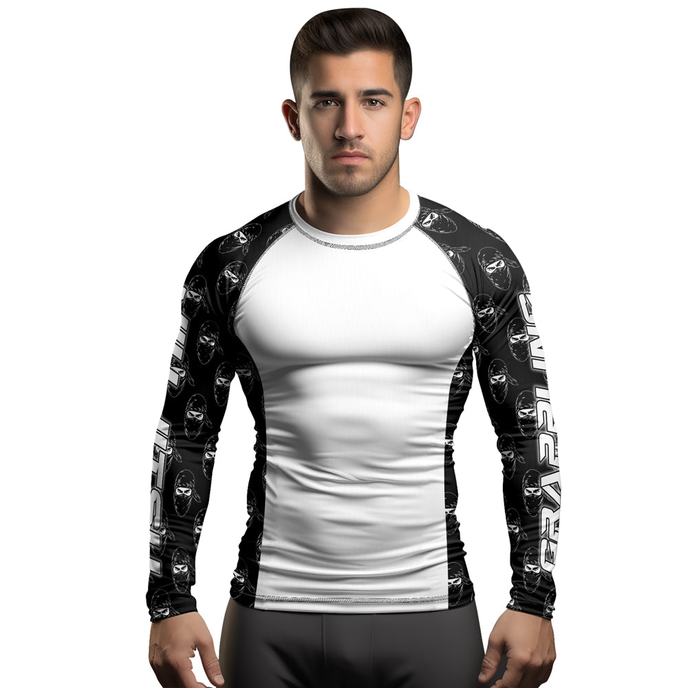 Rashninja Ninja Stealth Pattern White Men's Long Sleeve Rash Guard