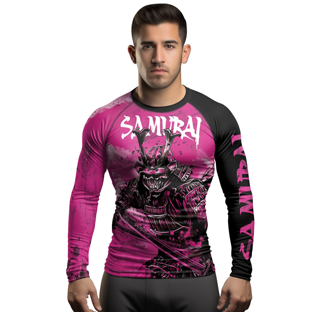Rashninja Samurai Pink Fury Men's Long Sleeve Rash Guard