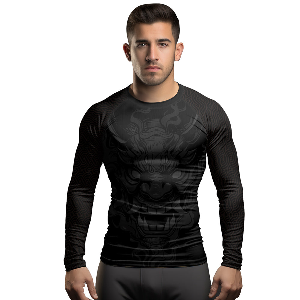 Rashninja Samurai Oni Flames Men's Long Sleeve Rash Guard