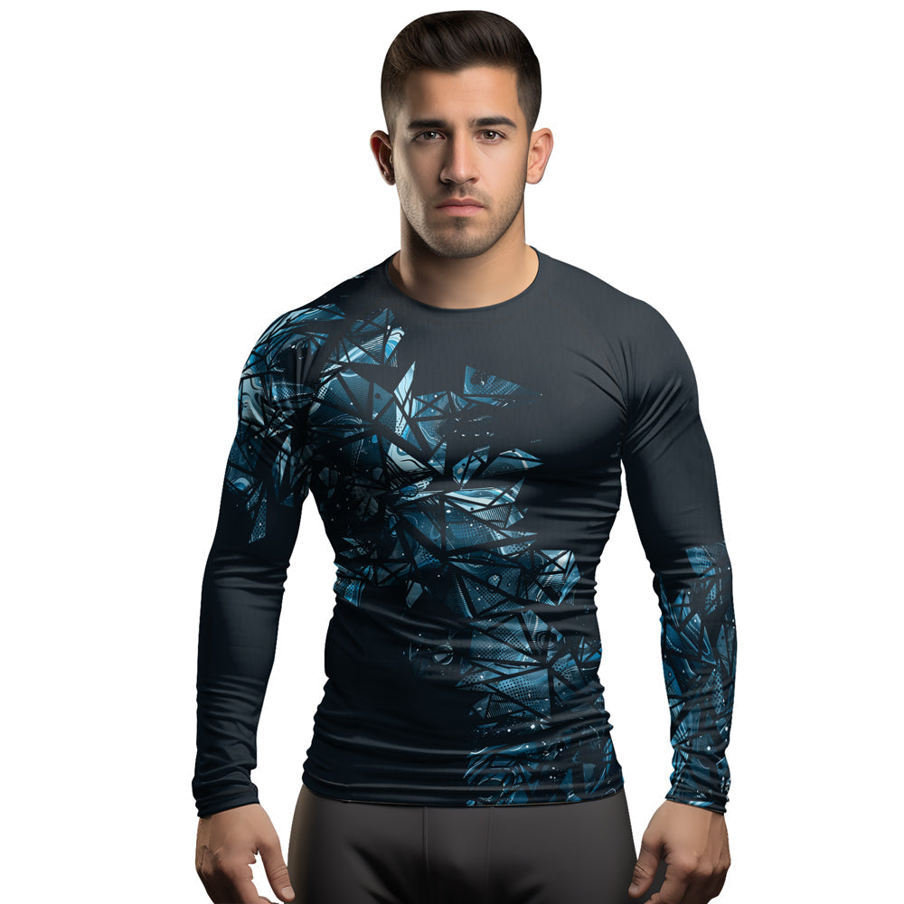 Rashninja Cyber Storm Turquoise Men's Long Sleeve Rash Guard