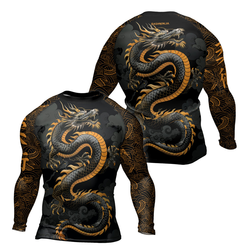 Rashninja Dragon Gold Majesty Men's Long Sleeve Rash Guard