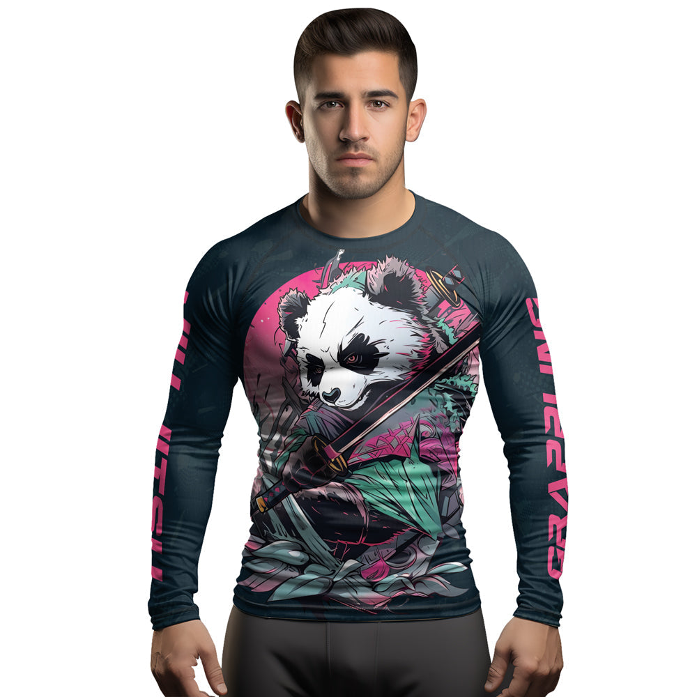 Rashninja Panda Samurai Crest Men's Long Sleeve Rash Guard