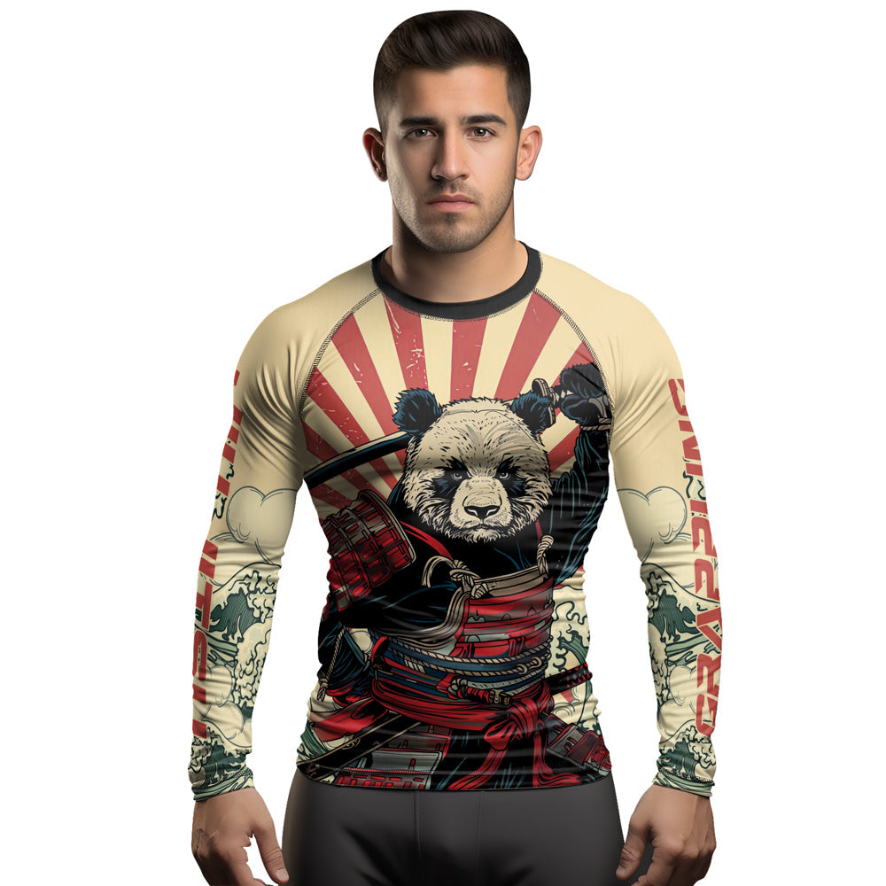 Rashninja Panda Samurai Circle Men's Long Sleeve Rash Guard