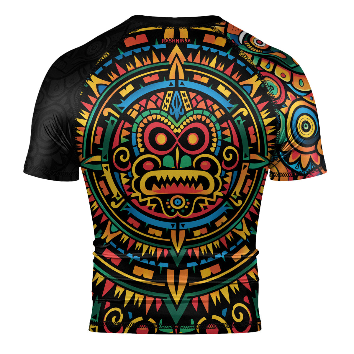 Rashninja Aztec Mask Rainbow Men's Short Sleeve Rash Guard
