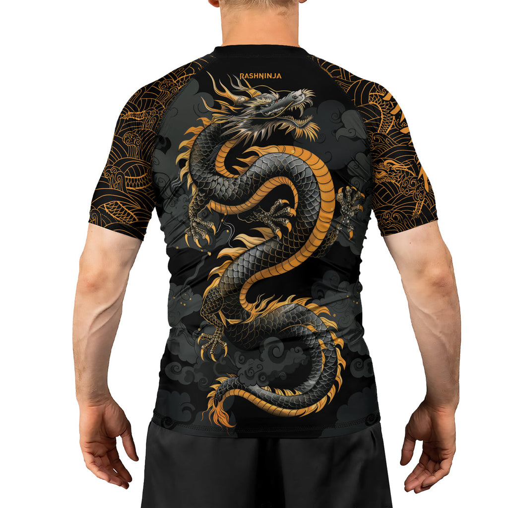 Rashninja Dragon Gold Majesty Men's Short Sleeve Rash Guard