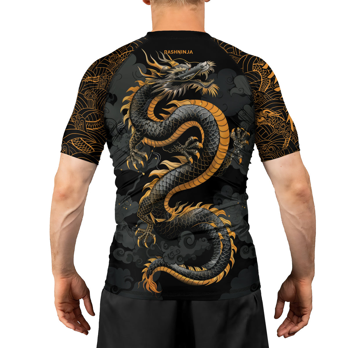 Rashninja Dragon Gold Majesty Men's Short Sleeve Rash Guard