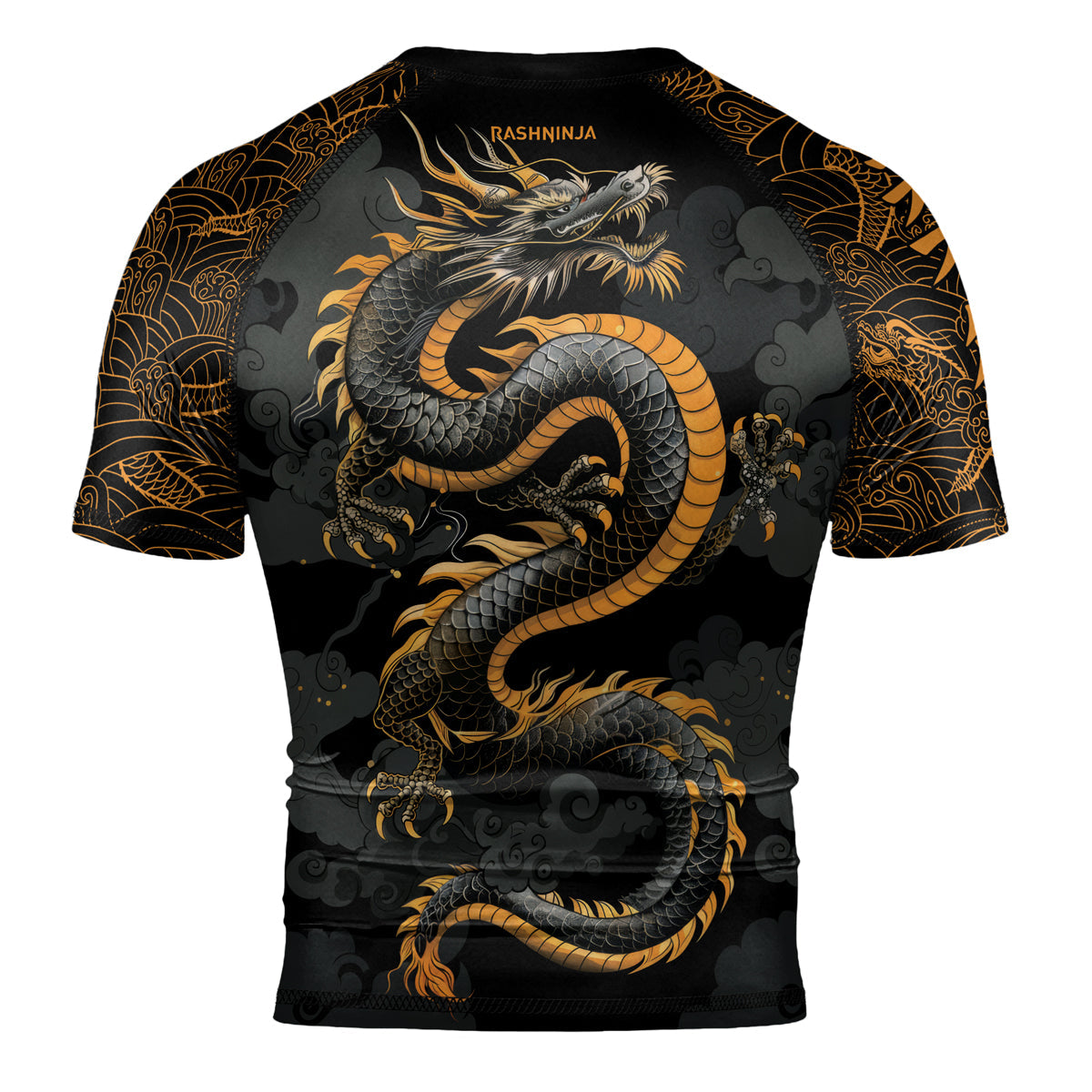 Rashninja Dragon Gold Majesty Men's Short Sleeve Rash Guard