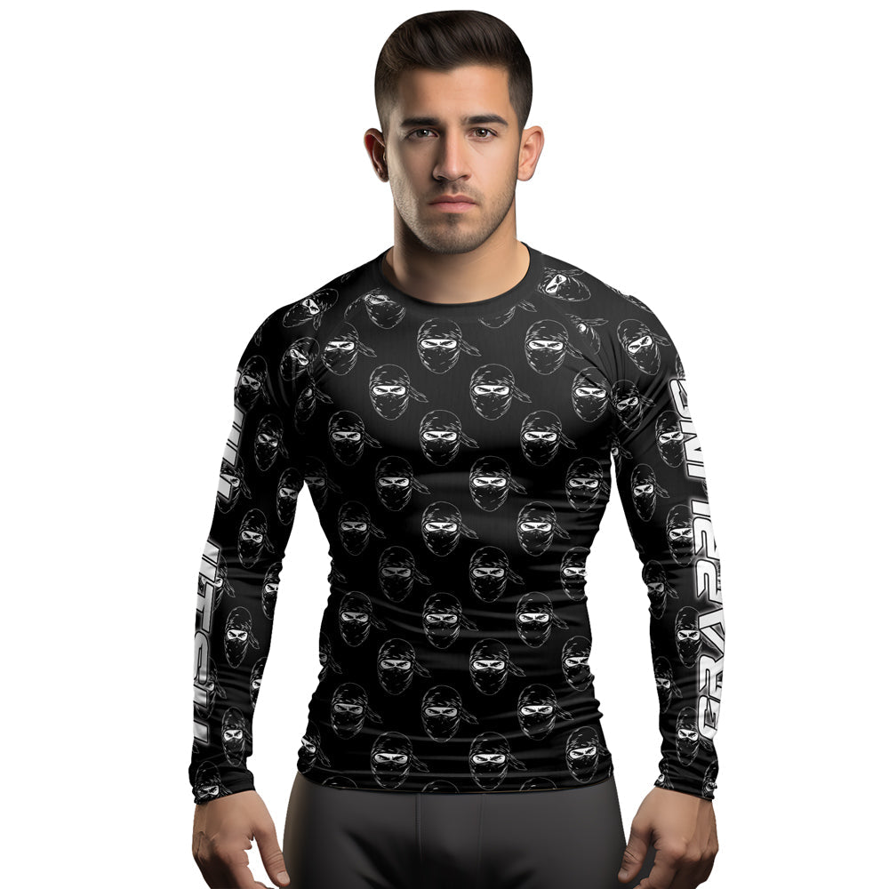 Rashninja Ninja Stealth Pattern Black Men's Long Sleeve Rash Guard