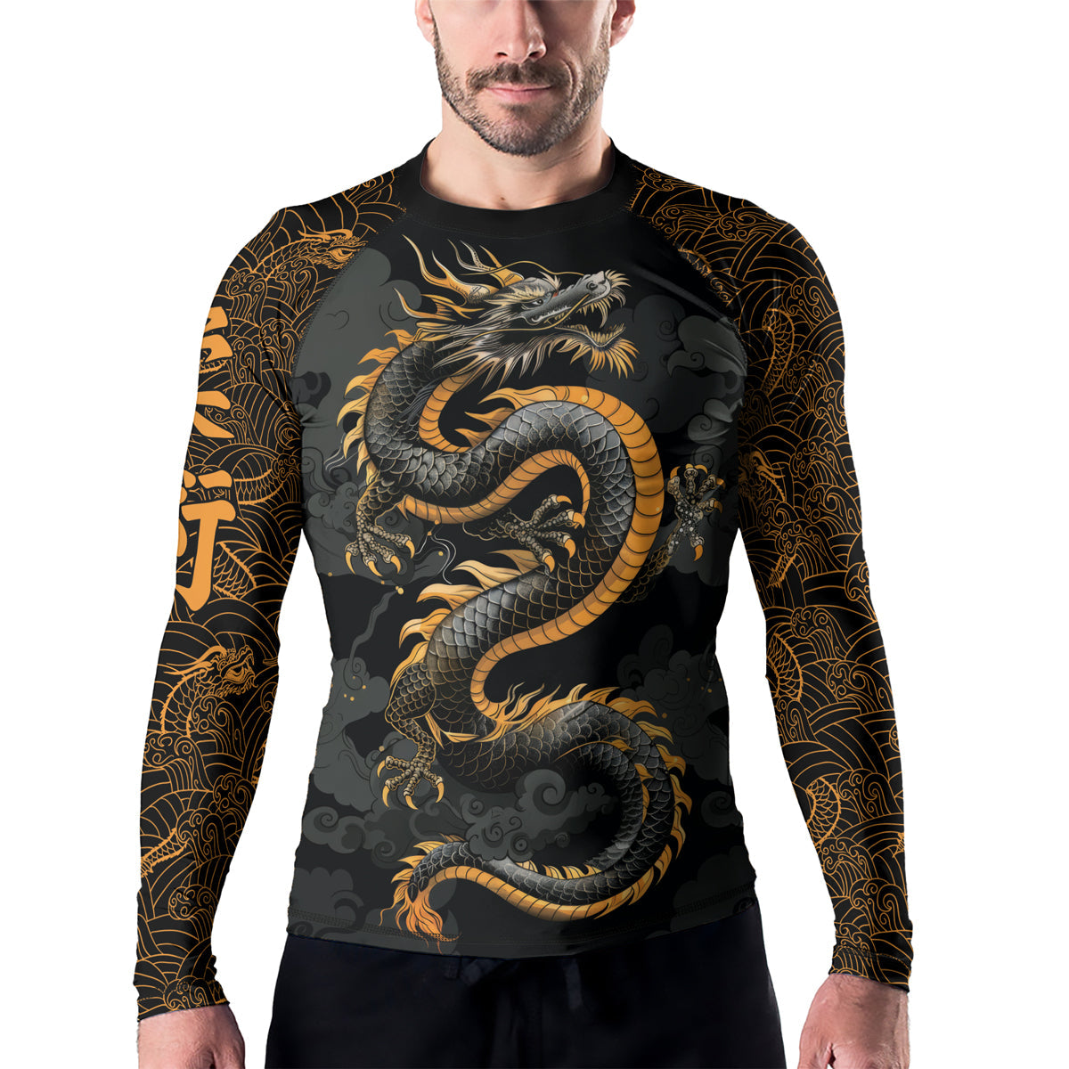 Rashninja Dragon Gold Majesty Men's Long Sleeve Rash Guard