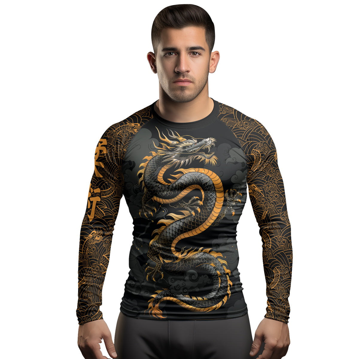 Rashninja Dragon Gold Majesty Men's Long Sleeve Rash Guard