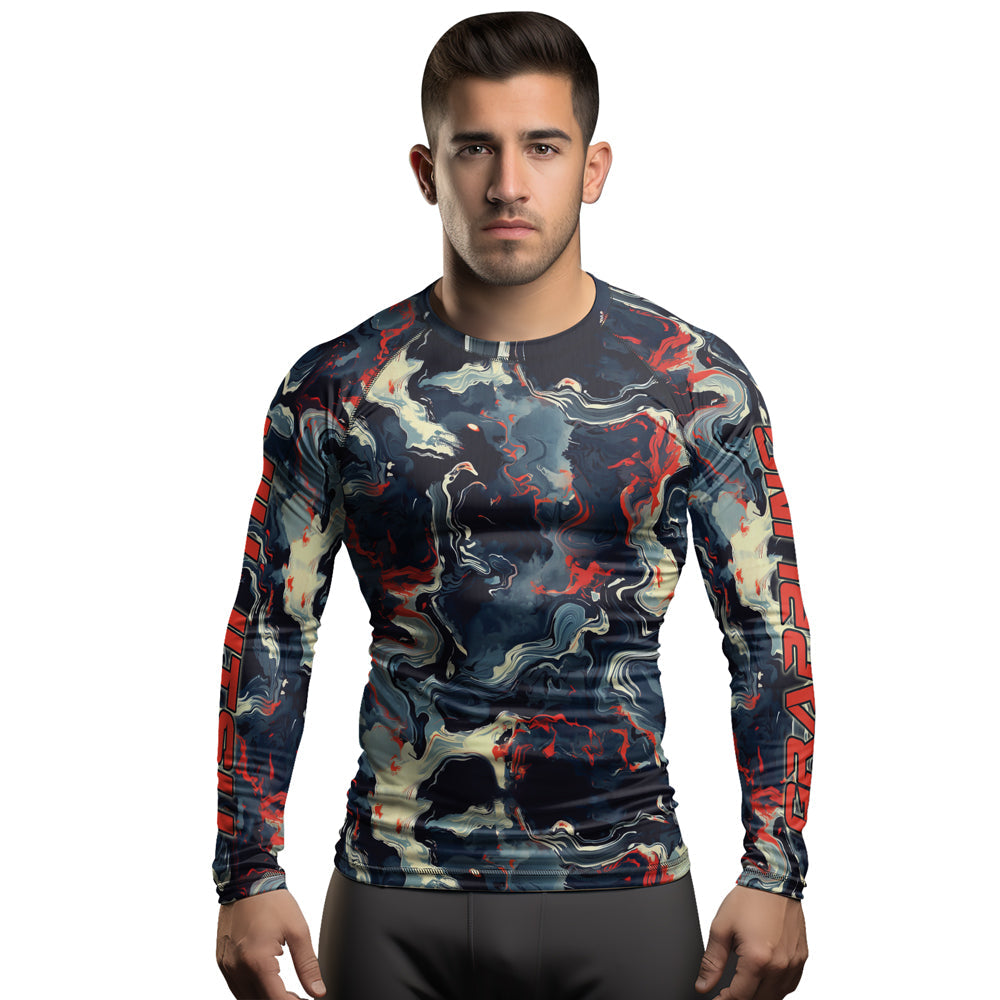 Rashninja Cyber Storm Fire Men's Long Sleeve Rash Guard