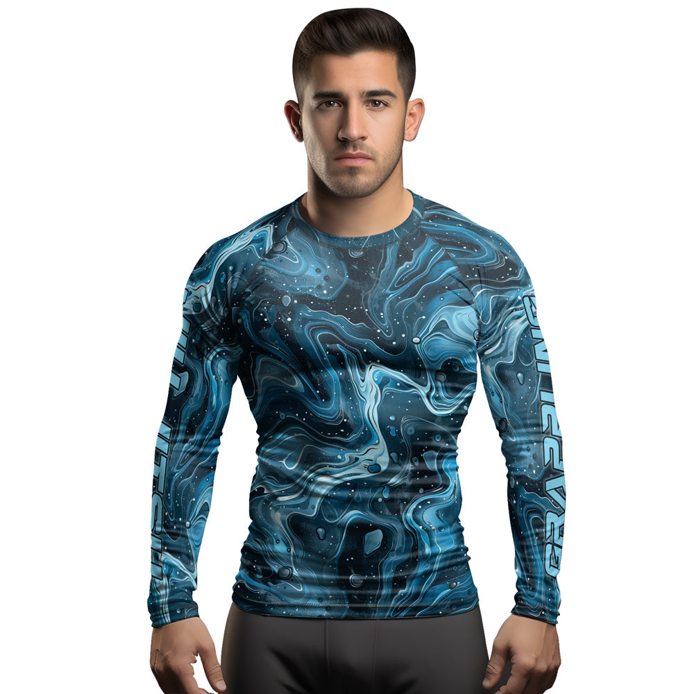 Rashninja Cyber Storm Turquoise Men's Long Sleeve Rash Guard
