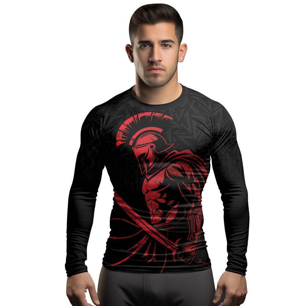 Rashninja Spartan Red Shield Men's Long Sleeve Rash Guard