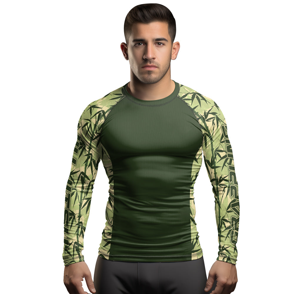 Rashninja Camouflage Bamboo Leaf Blend Men's Long Sleeve Rash Guard