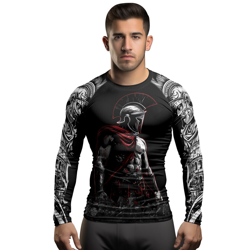 Rashninja Spartan Warrior Crest Men's Long Sleeve Rash Guard