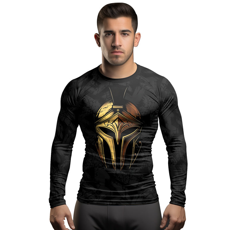 Rashninja Spartan Golden Helm Men's Long Sleeve Rash Guard