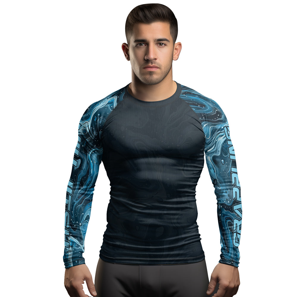 Rashninja Cyber Storm Turquoise Men's Long Sleeve Rash Guard