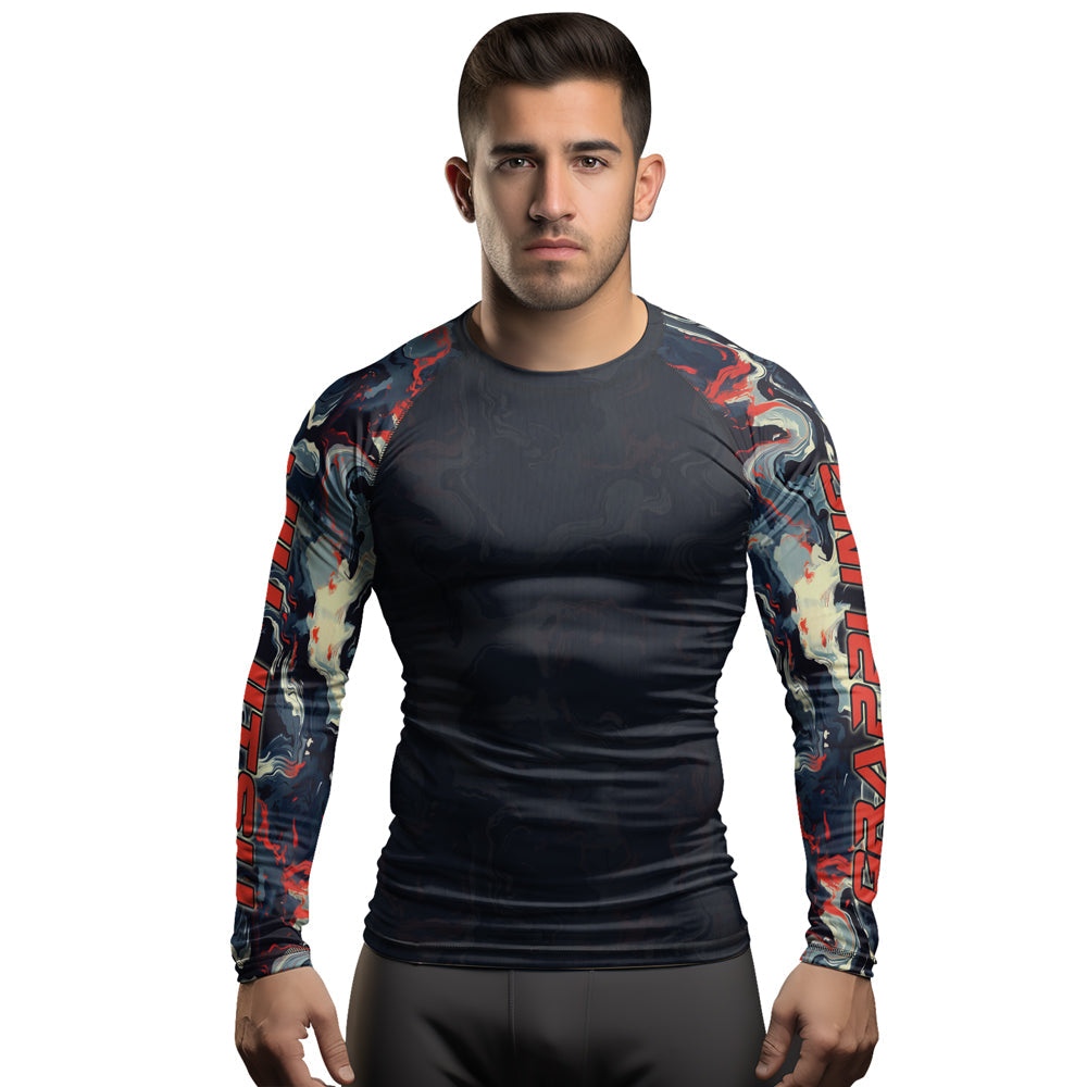 Rashninja Cyber Storm Fire Men's Long Sleeve Rash Guard