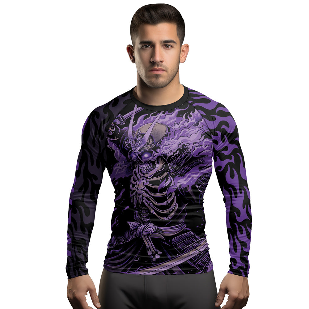 Rashninja Samurai Skull Flame Men's Long Sleeve Rash Guard