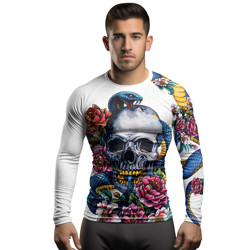 Rashninja Snake Skull Embrace Men's Long Sleeve Rash Guard