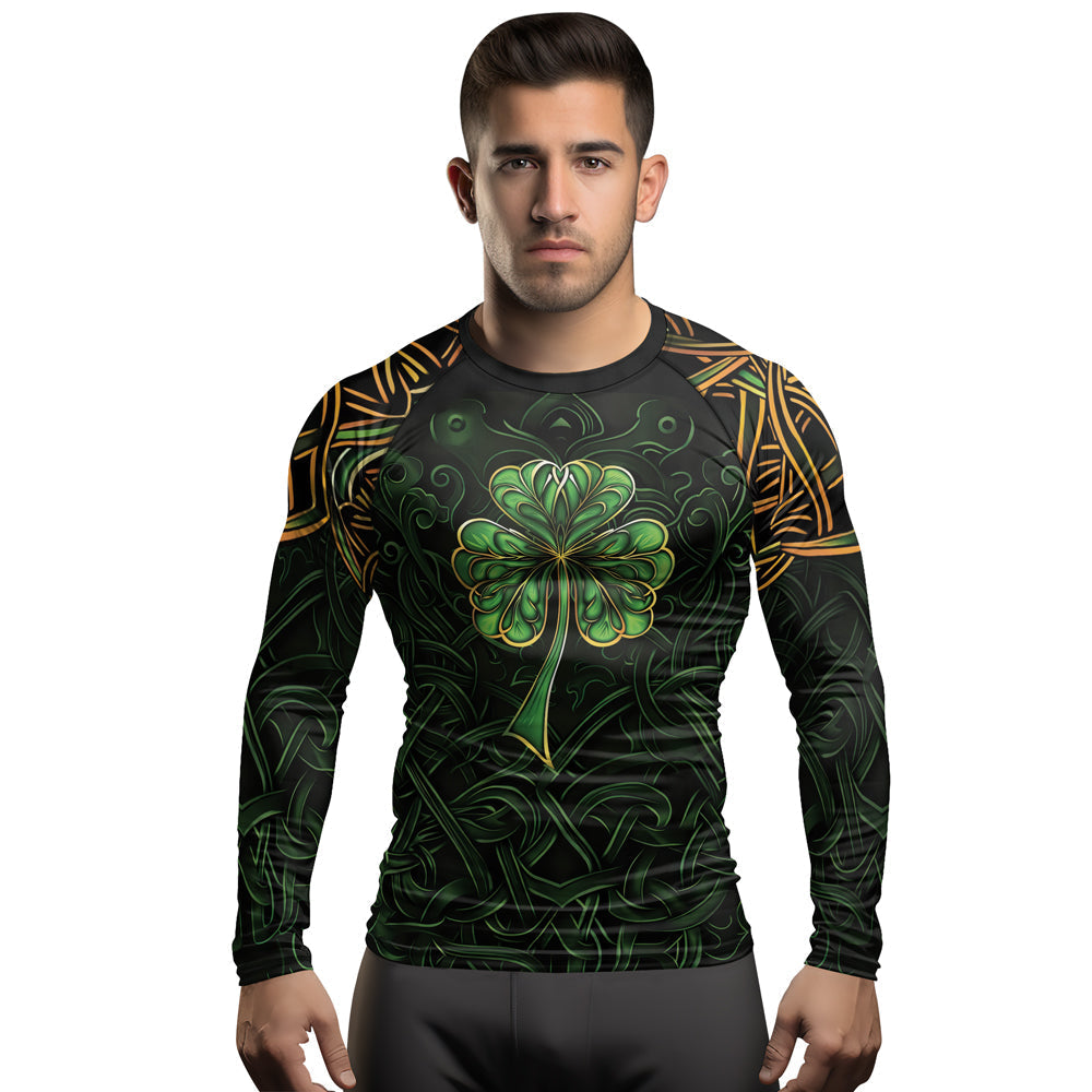 Rashninja Irish Celtic Clover Men's Long Sleeve Rash Guard – St. Patrick's Day Edition