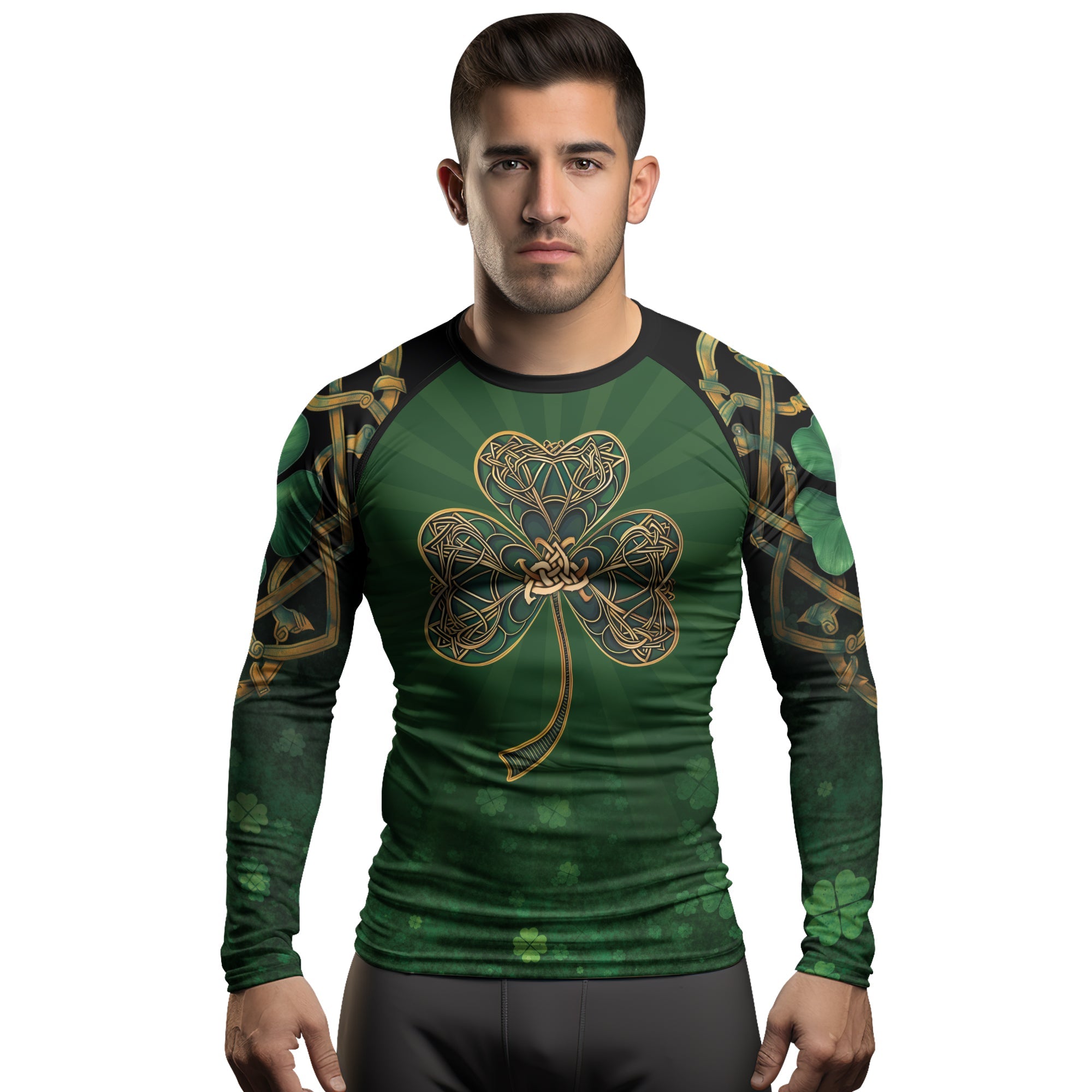 Rashninja Lucky Celtic Clover Men's Long Sleeve Rash Guard