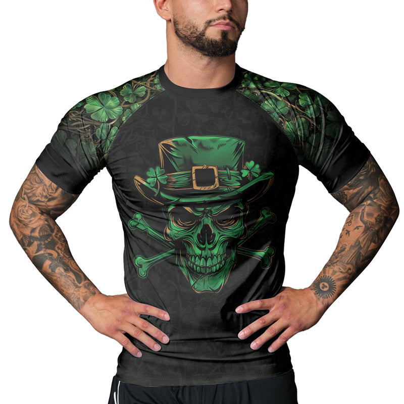Rashninja Skully O’Shamrock Men's Short Sleeve Rash Guard