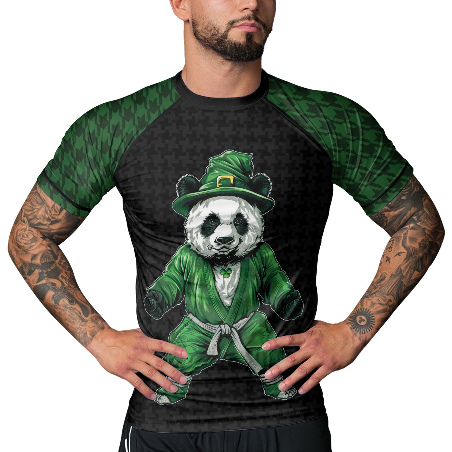 Rashninja Irish Kungfu Panda Men's Short Sleeve Rash Guard