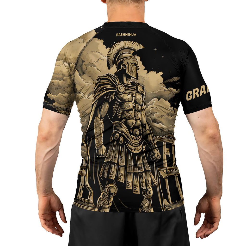 Rashninja Spartan Night Temple Men's Short Sleeve Rash Guard