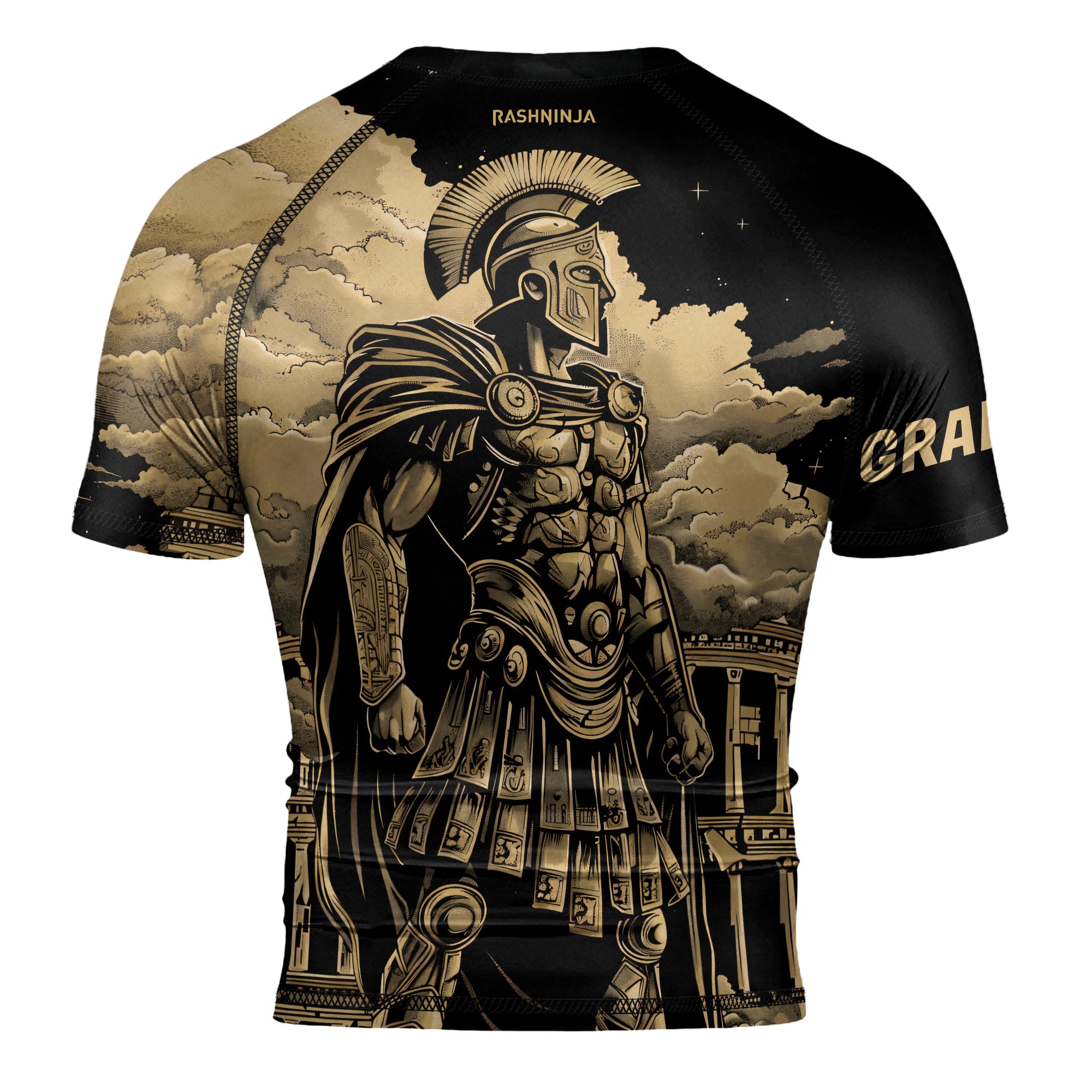 Rashninja Spartan Night Temple Men's Short Sleeve Rash Guard