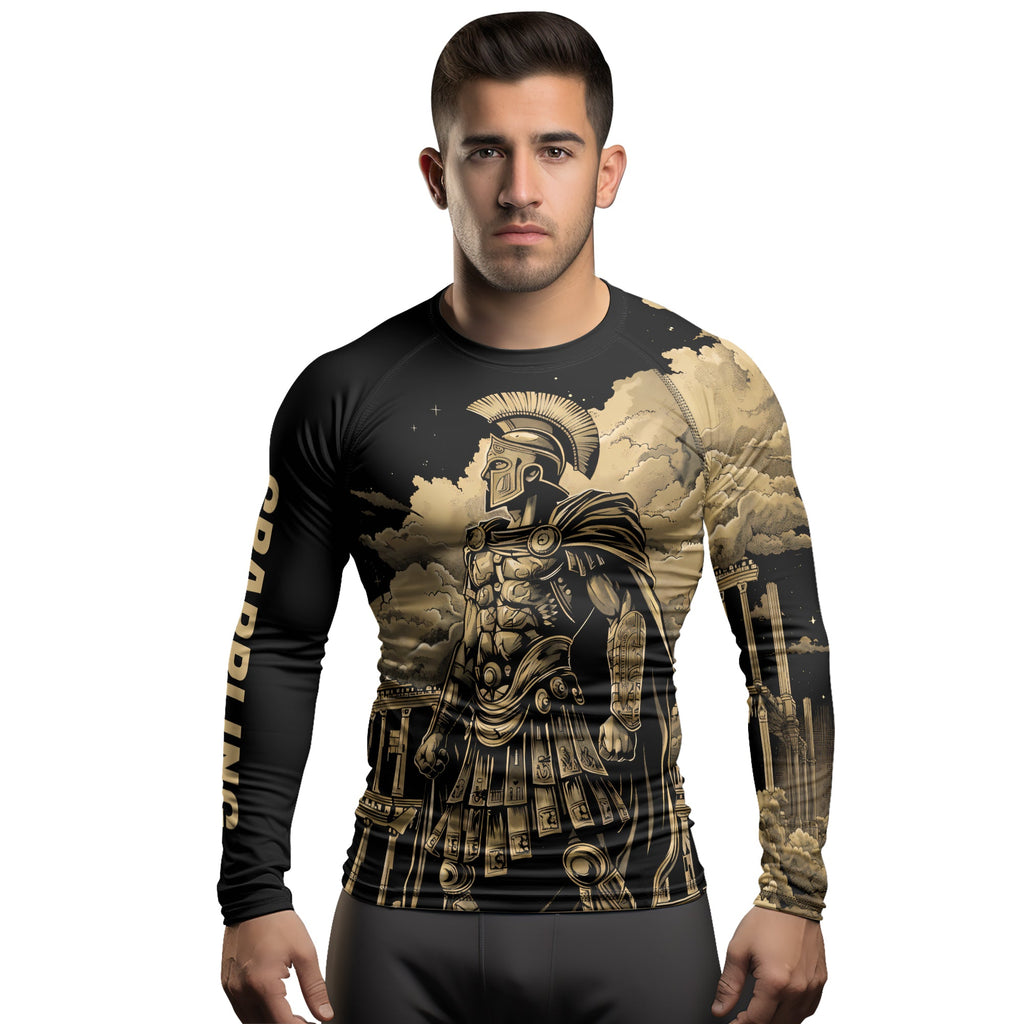 Rashninja Spartan Night Temple Men's Long Sleeve Rash Guard