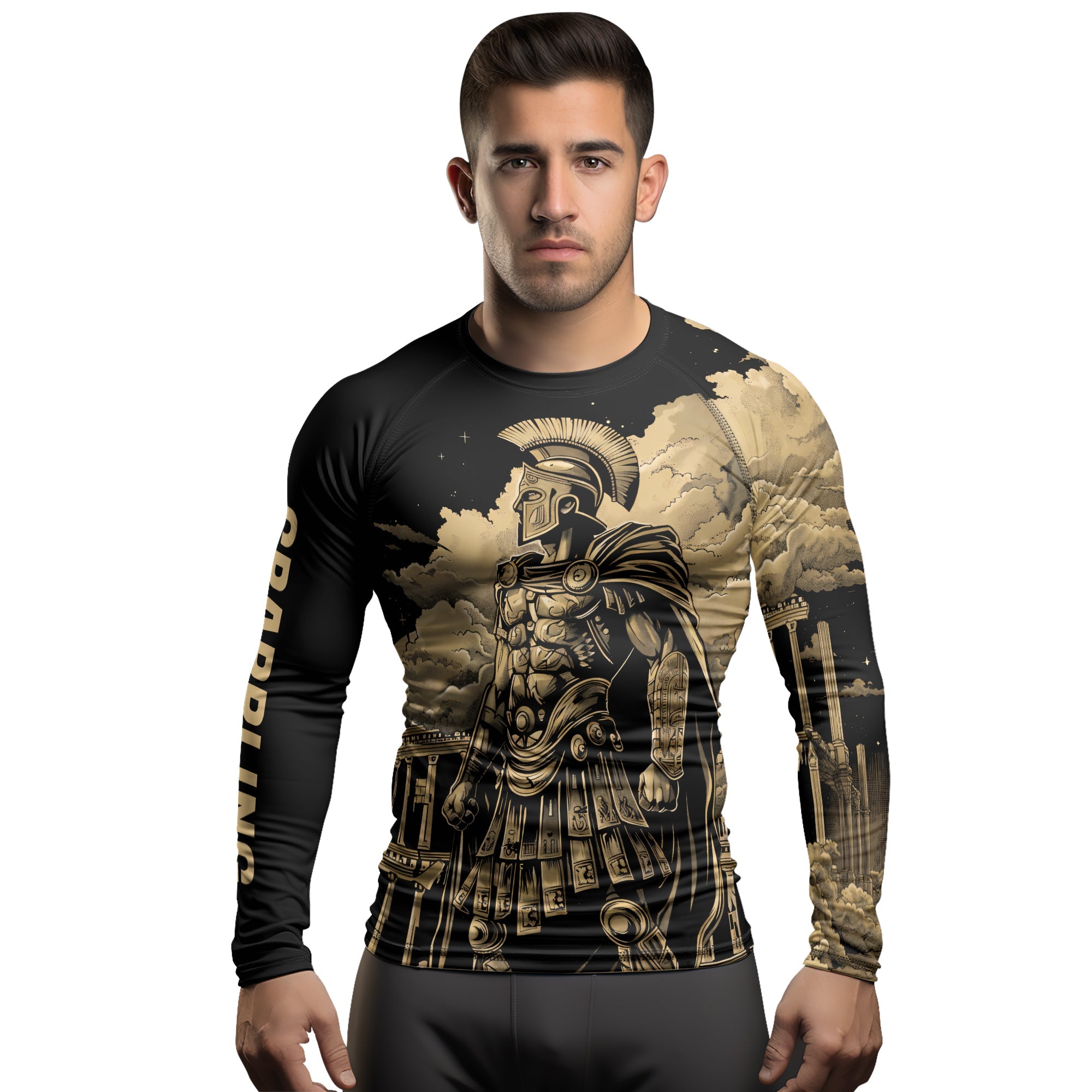 Rashninja Spartan Night Temple Men's Long Sleeve Rash Guard