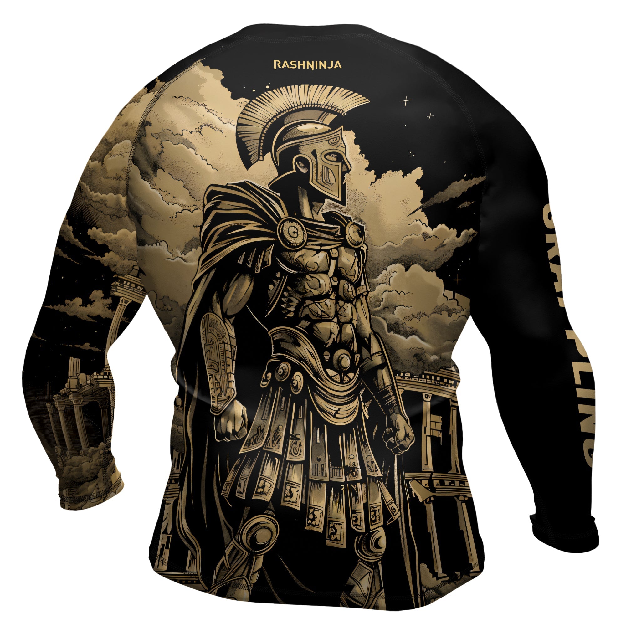 Rashninja Spartan Night Temple Men's Long Sleeve Rash Guard