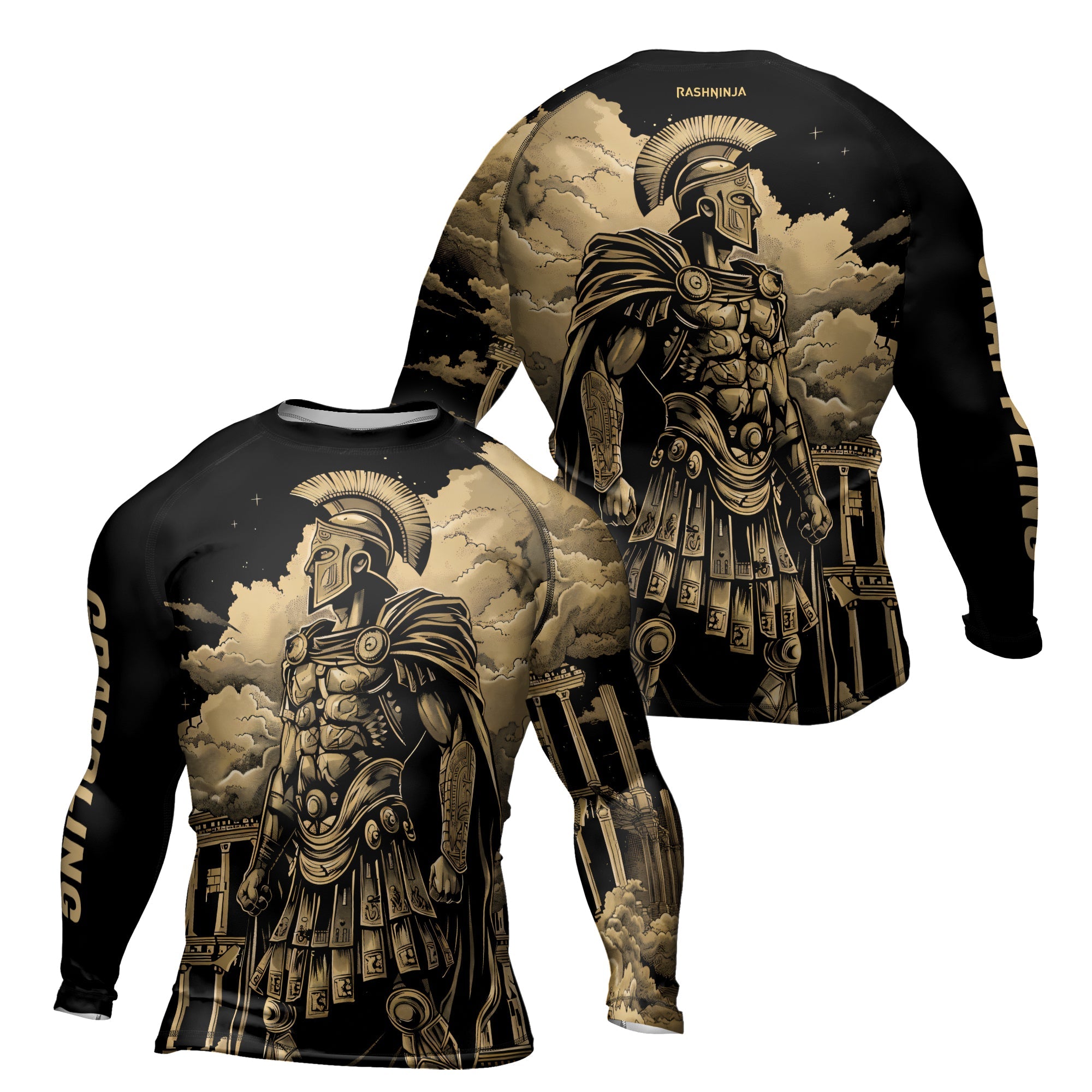 Rashninja Spartan Night Temple Men's Long Sleeve Rash Guard
