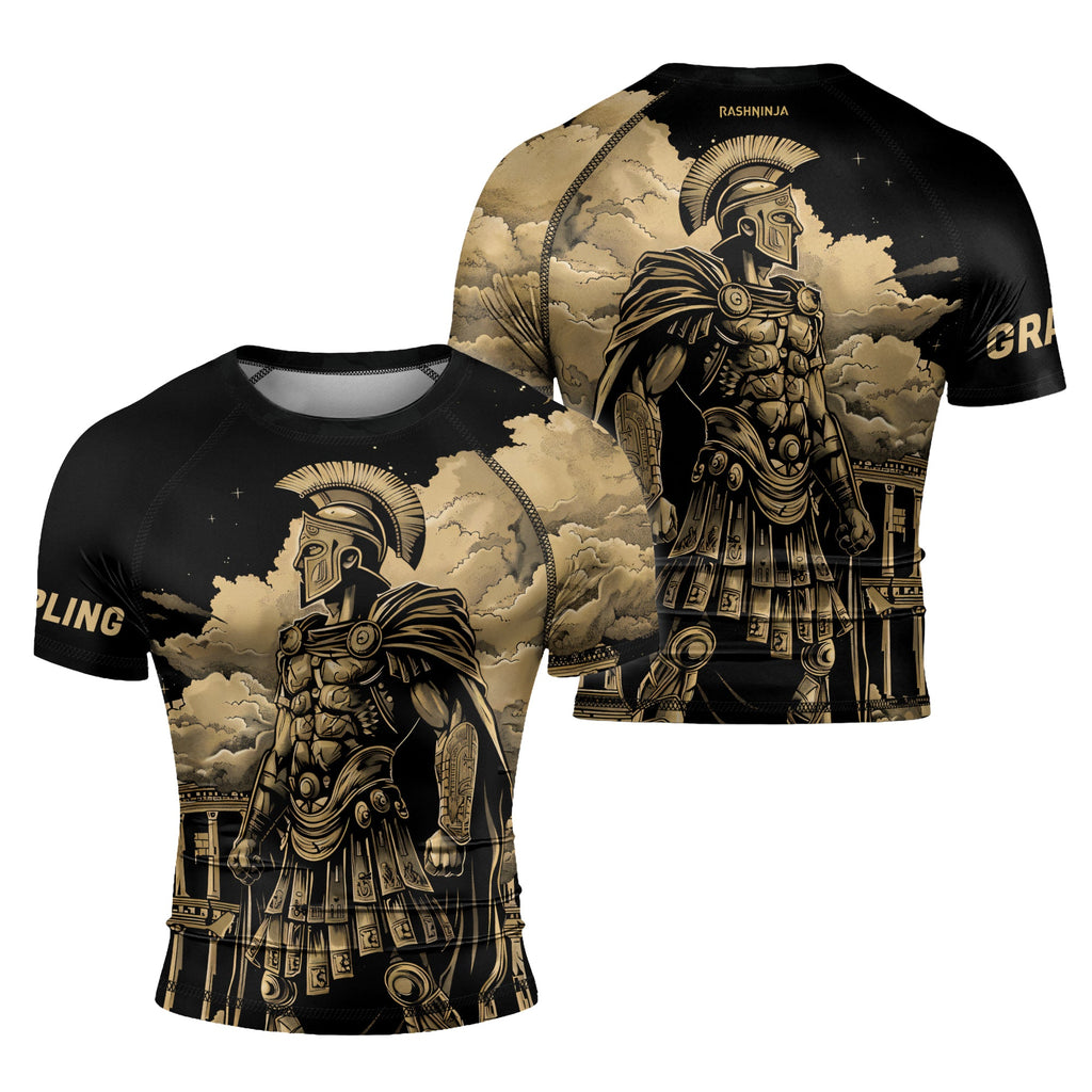 Rashninja Spartan Night Temple Men's Short Sleeve Rash Guard