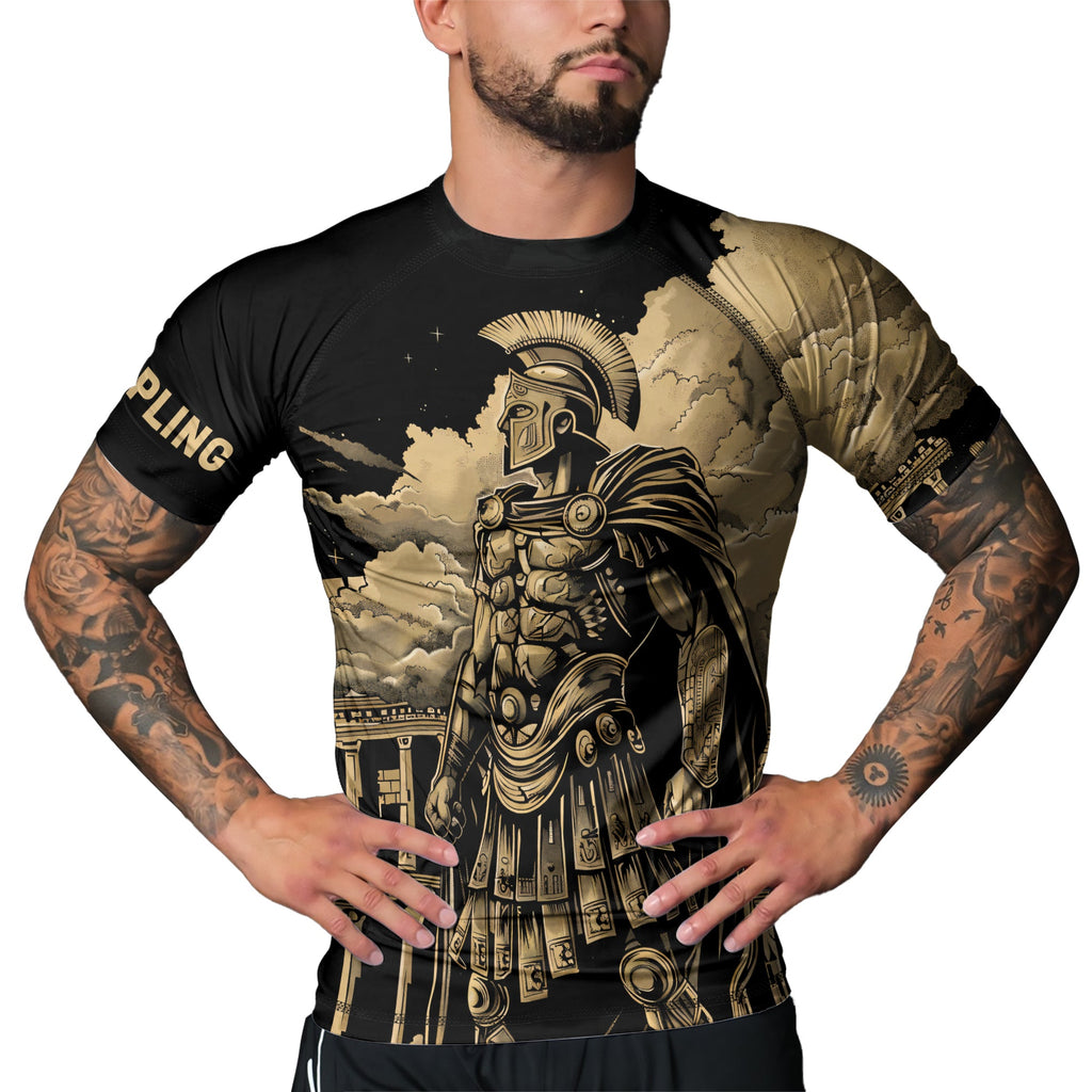 Rashninja Spartan Night Temple Men's Short Sleeve Rash Guard
