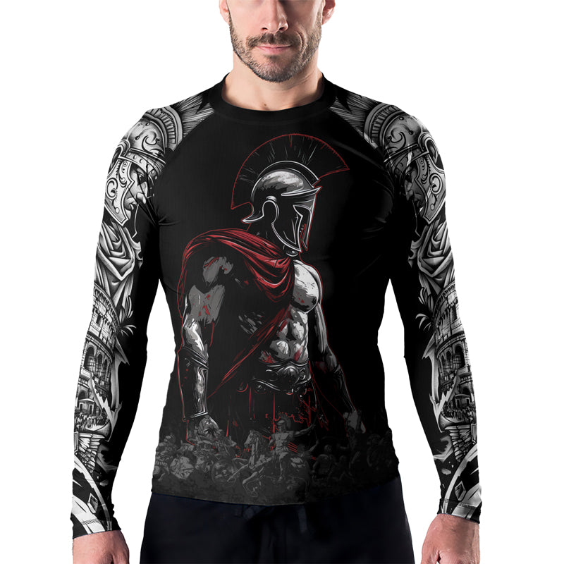 Rashninja Spartan Warrior Crest Men's Long Sleeve Rash Guard