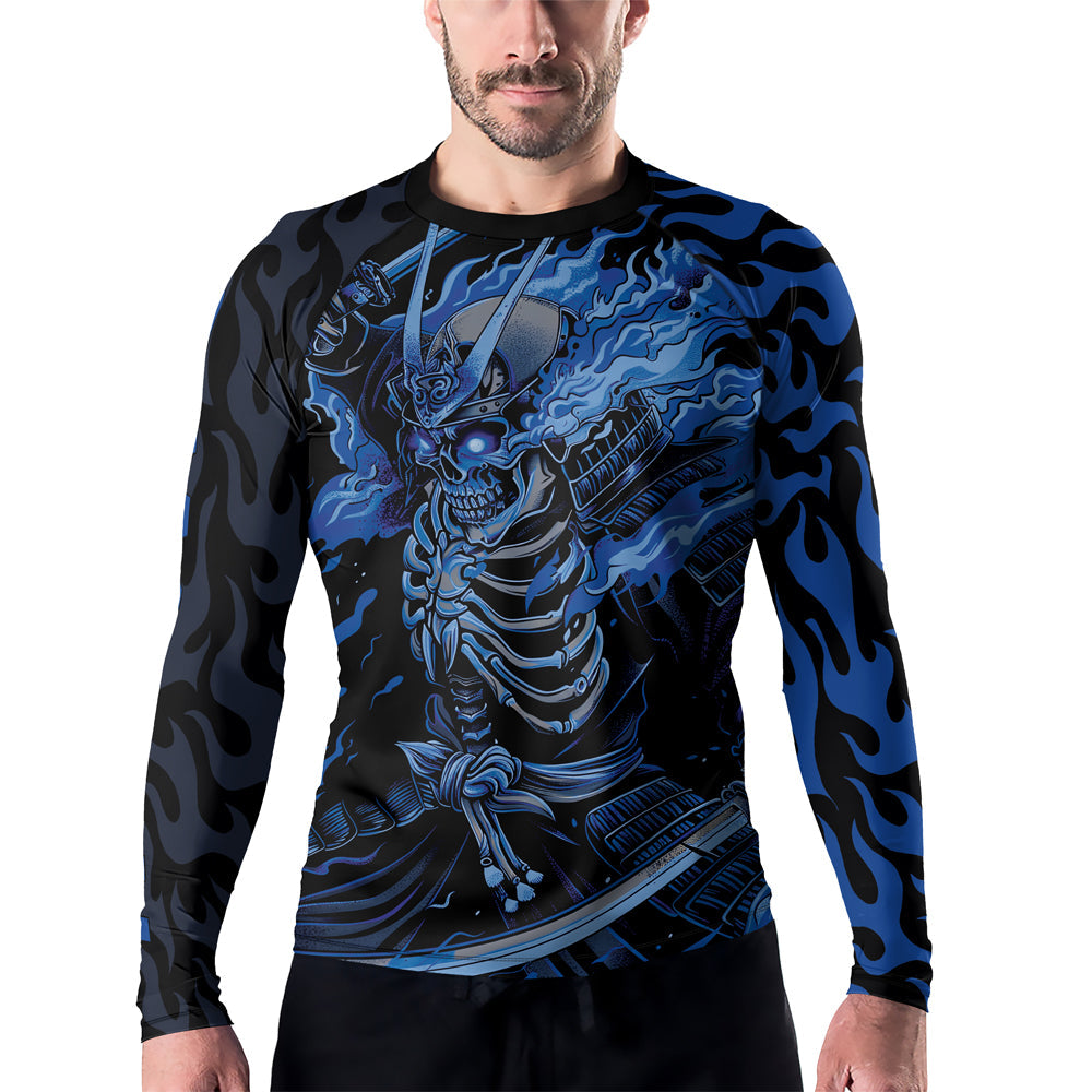 Rashninja Samurai Skull Flame Men's Long Sleeve Rash Guard