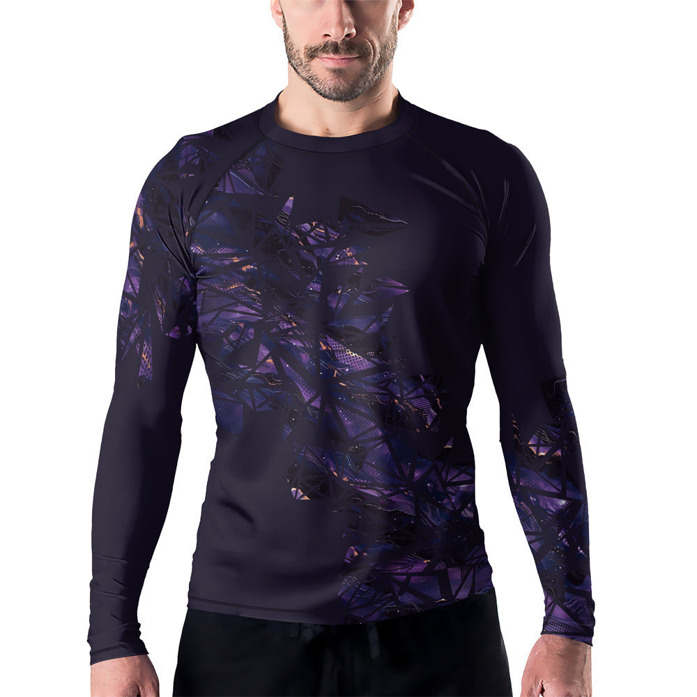 Rashninja Cyber Storm Marble Purple Men's Long Sleeve Rash Guard