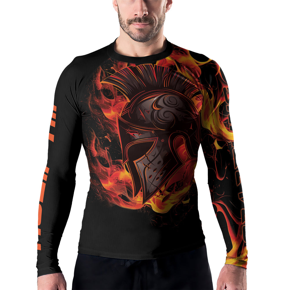 Rashninja Spartan Flame Helm Men's Long Sleeve Rash Guard